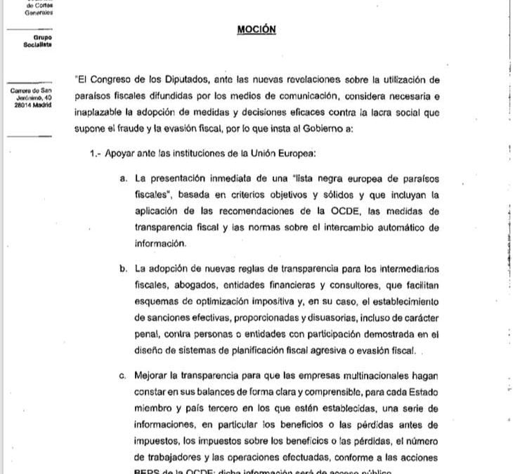 Moción sobre mediadas para luchar contra el fraude y la evasión fiscal