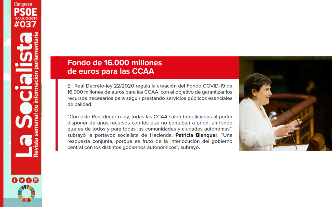 Se reparten 16.000 millones de euros a las CCAA para paliar los efectos de la pandemia